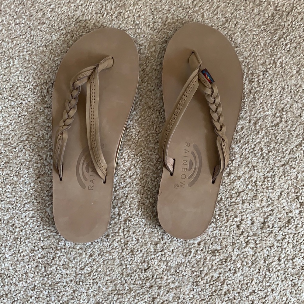 New - never worn - rainbow flip flops